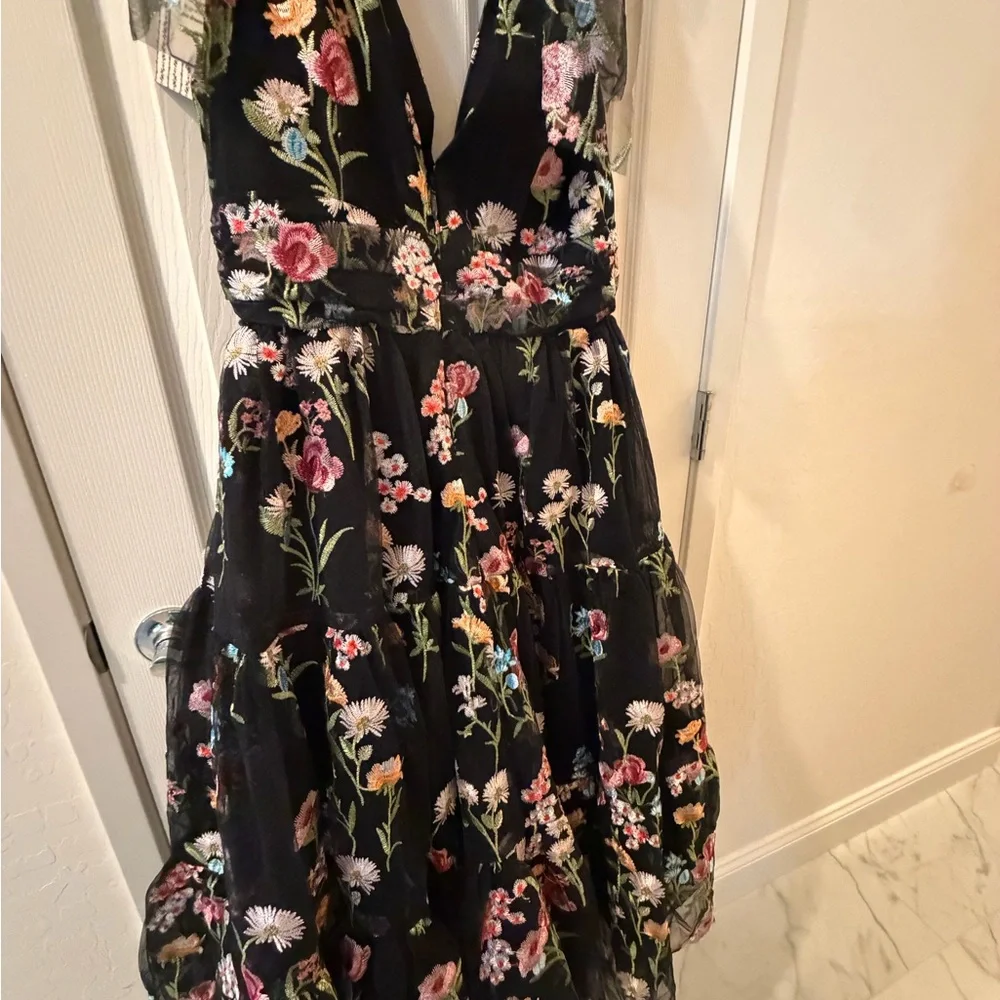 JessaKae Black Maxi Dress with Multicolor Floral Embroidery - Picture 8 of 8